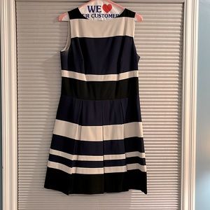 Lauren Black Navy Tan dress with pleats